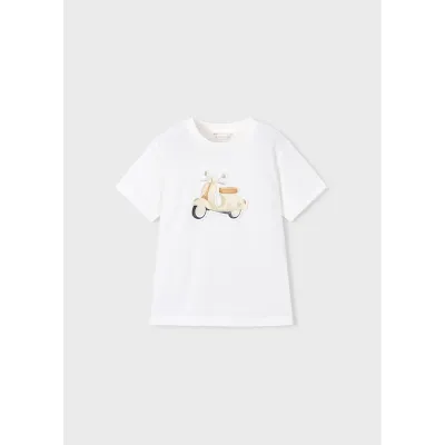 CREAM TSHIRT SCOOTER PRINT SHORT SLEEVE / 3059-026