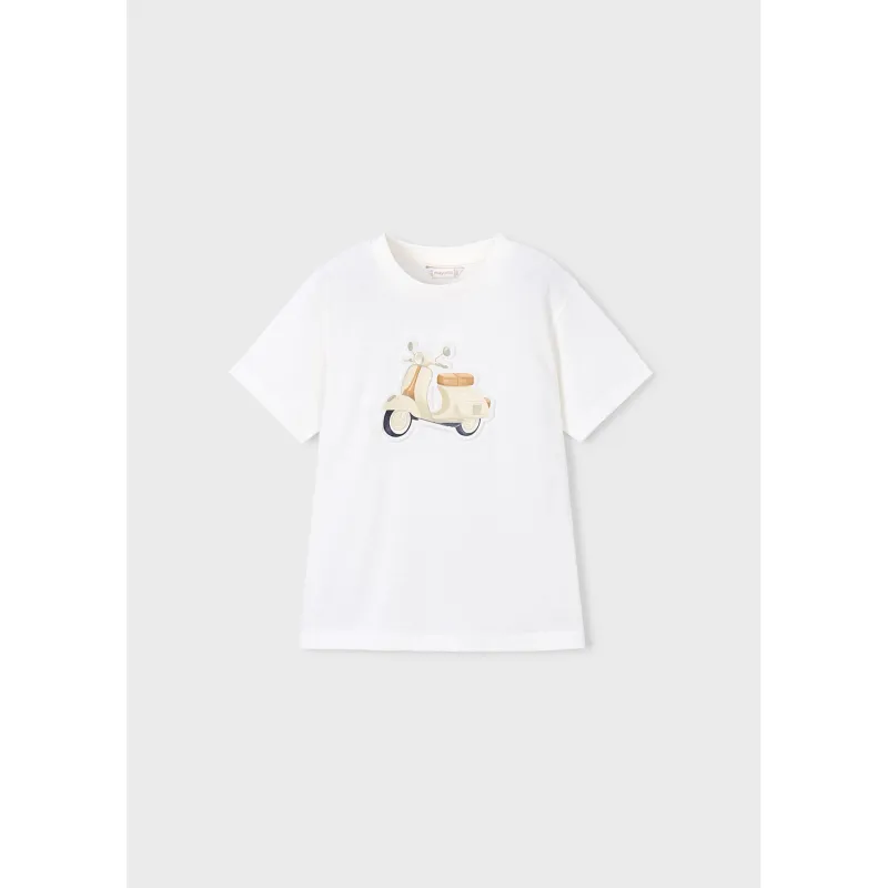 CREAM TSHIRT SCOOTER PRINT SHORT SLEEVE / 3059-026