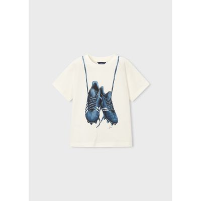 CREAM TSHIRT NAVY SHOES PRINT SHORT SLEEVE / 3075-074