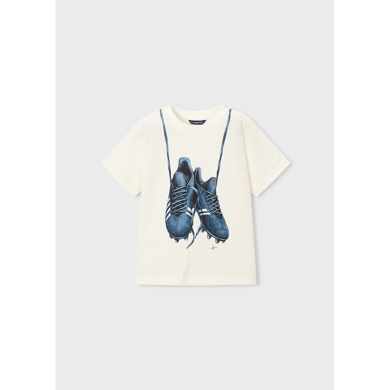CREAM TSHIRT NAVY SHOES PRINT SHORT SLEEVE / 3075-074