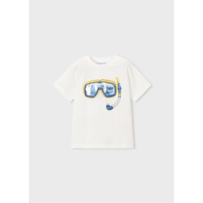 WHITE TSHIRT YEL/NVY SNORKEL PRINT S SLEEVE / 3081-010