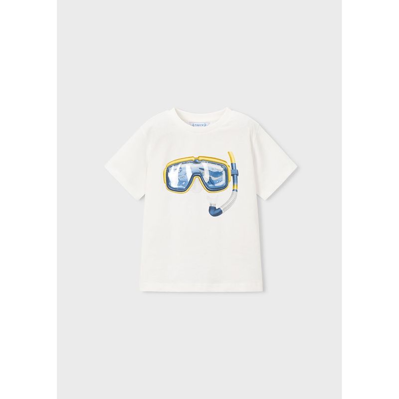 WHITE TSHIRT YEL/NVY SNORKEL PRINT S SLEEVE / 3081-010