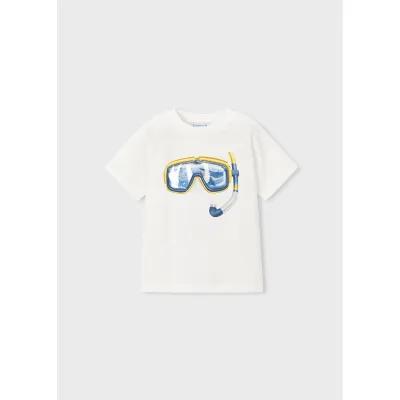 WHITE TSHIRT YEL/NVY SNORKEL PRINT S SLEEVE / 3081-010