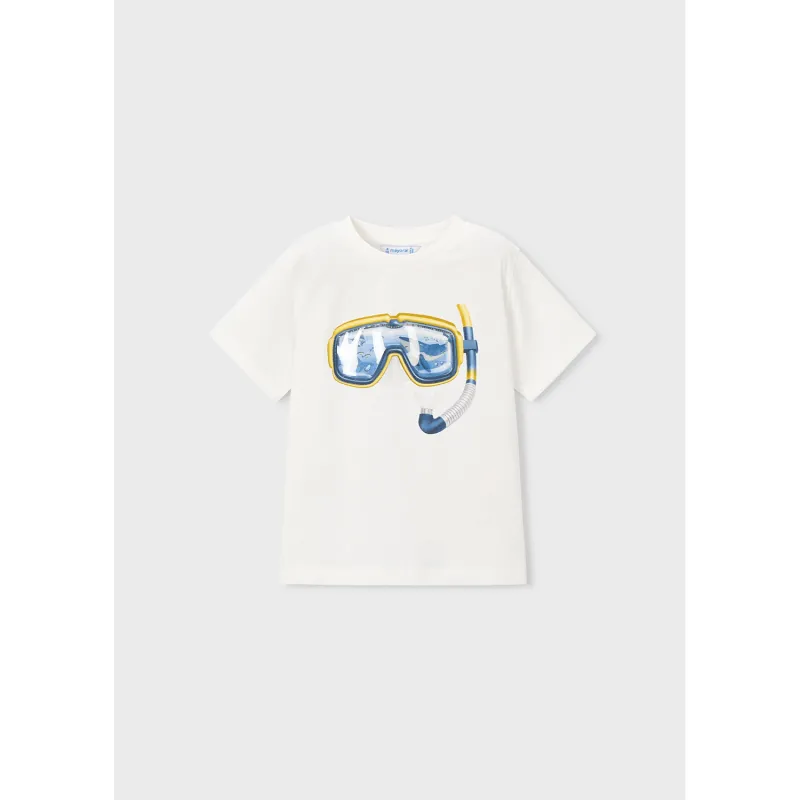 WHITE TSHIRT YEL/NVY SNORKEL PRINT S SLEEVE / 3081-010