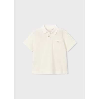 CREAM POLO TOP WITH POCKET SHORT SLEEVE / 3105-033