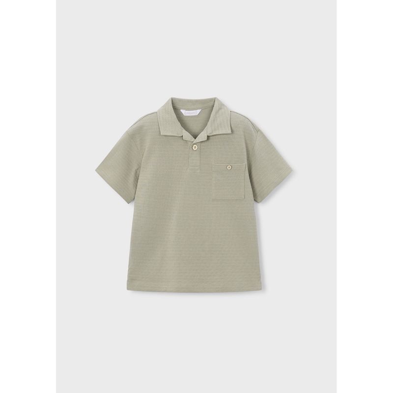 BAMBOO GREEN POLO TOP WITH POCKET SHRT SLEEVE / 3105-034