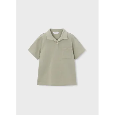BAMBOO GREEN POLO TOP WITH POCKET SHRT SLEEVE / 3105-034