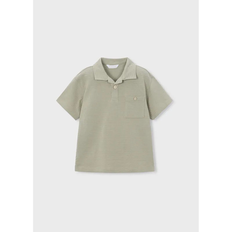 BAMBOO GREEN POLO TOP WITH POCKET SHRT SLEEVE / 3105-034