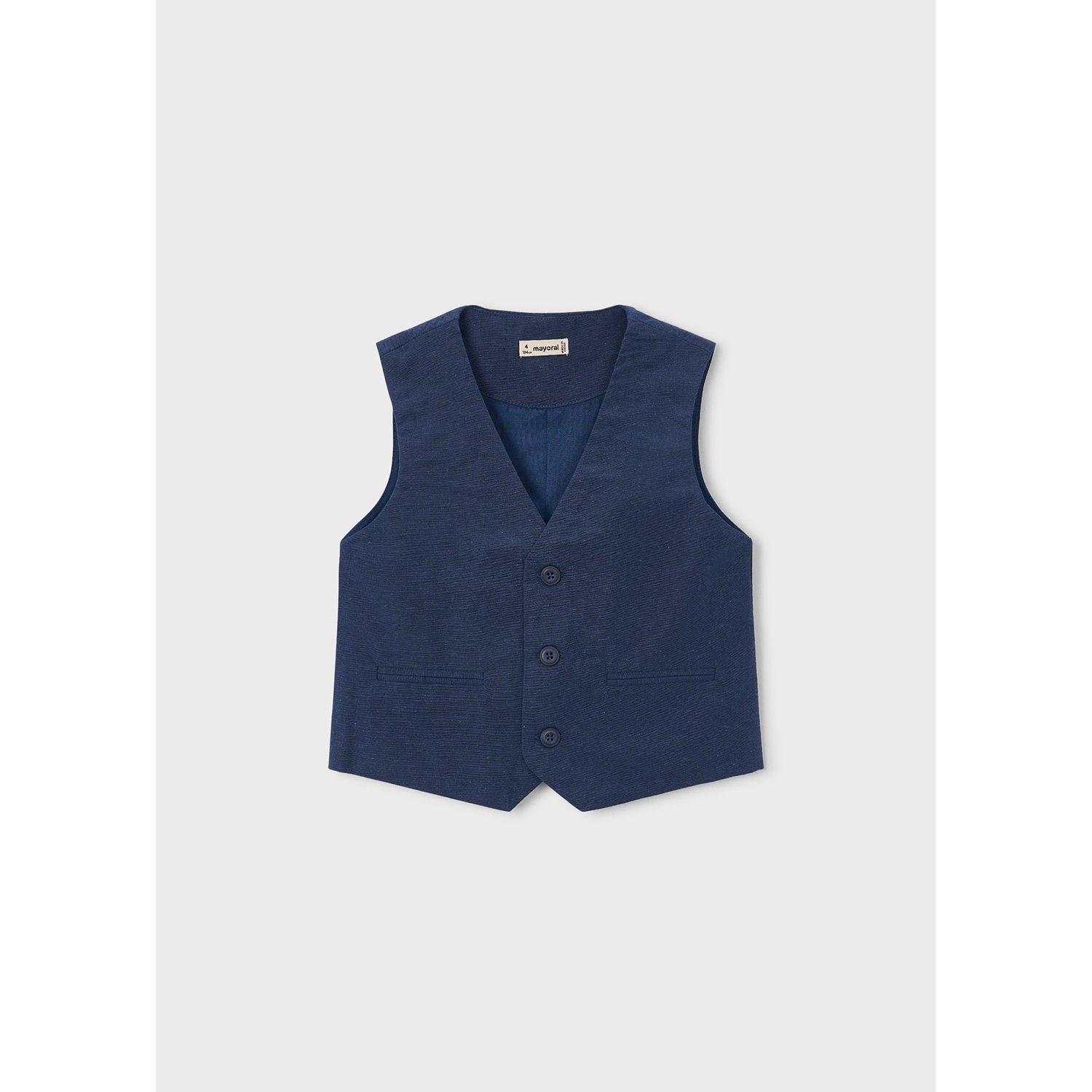 NAVY VEST 3BUTTONS IMITATION POCKETS / 3379-028