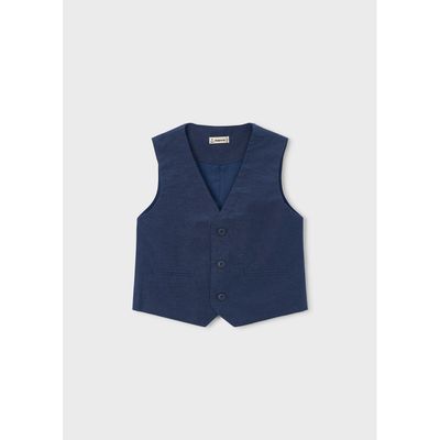 NAVY VEST 3BUTTONS IMITATION POCKETS / 3379-028