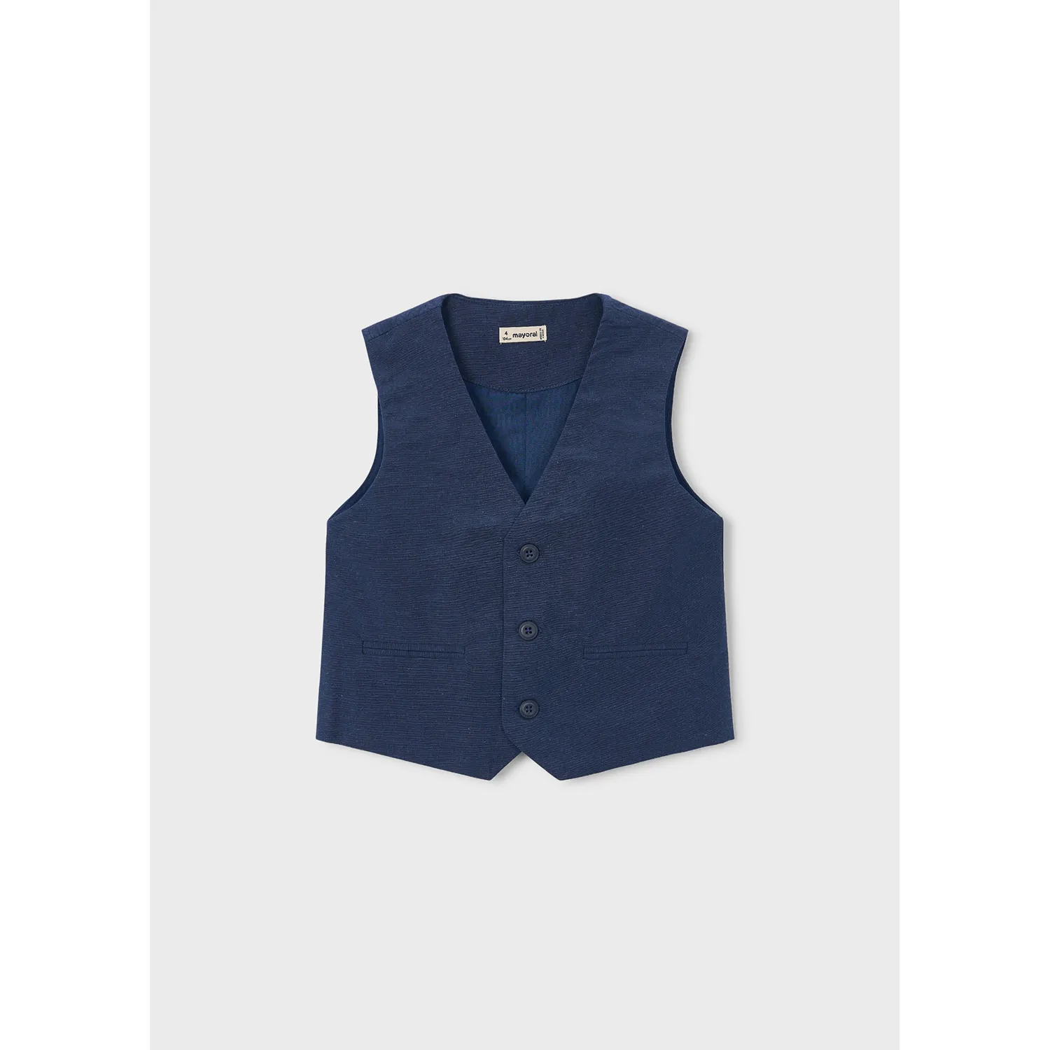 NAVY VEST 3BUTTONS IMITATION POCKETS / 3379-028