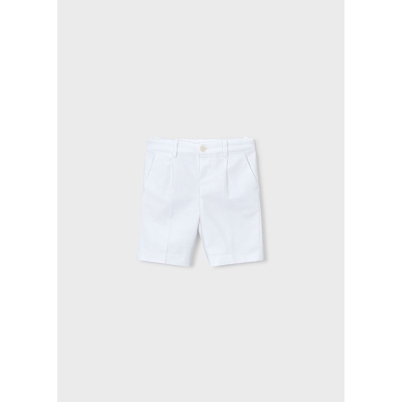 WHITE LINEN BERMUDA SHORTS / 3201-048