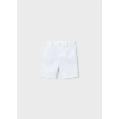 WHITE LINEN BERMUDA SHORTS / 3201-048