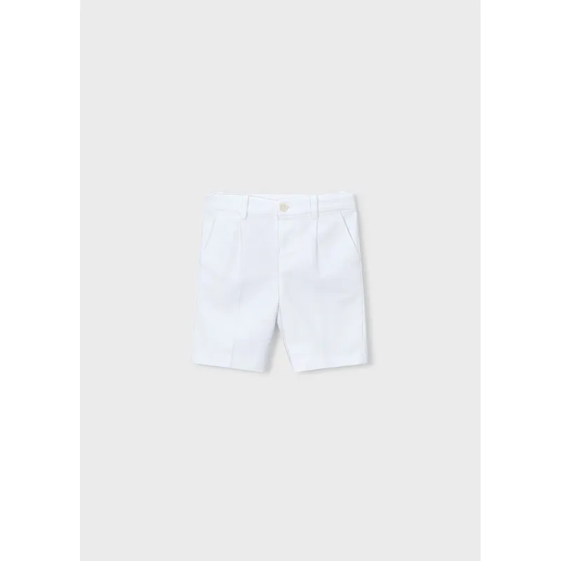 WHITE LINEN BERMUDA SHORTS / 3201-048