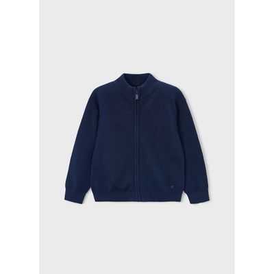 NAVY KNIT CARDIGAN ZIP CLOSURE / 3382-064