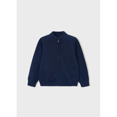 NAVY KNIT CARDIGAN ZIP CLOSURE / 3382-064