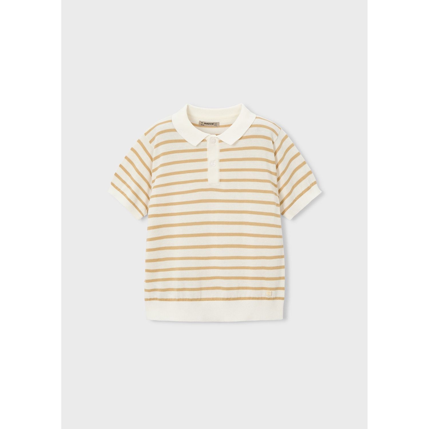 CREAM BEIGE STRIPE POLO TOP SHORT SLEEVE / 3106-090