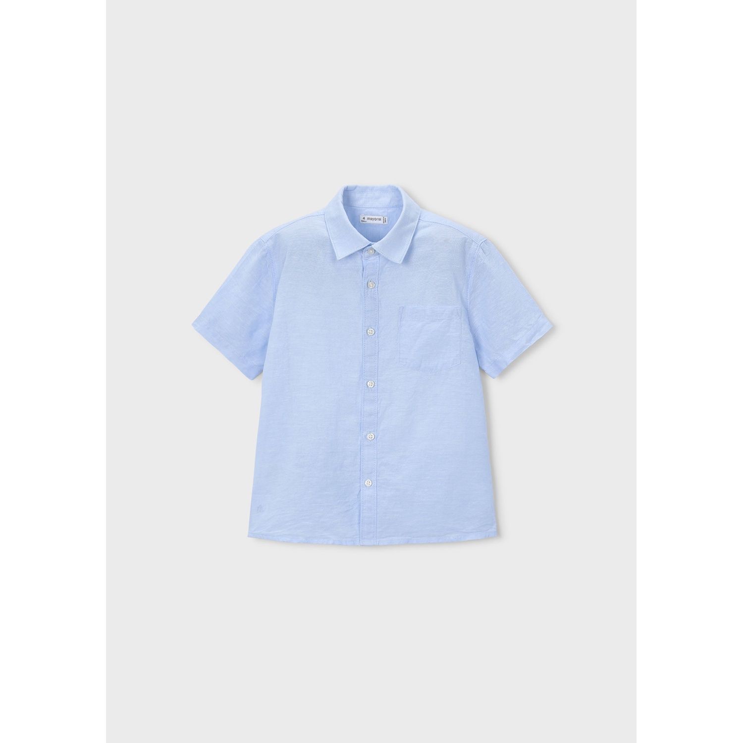 SKY BLUE LINEN SHIRT SHORT SLEEVE / 3112-12