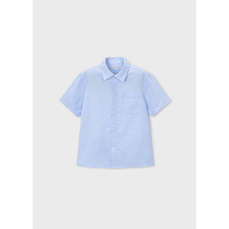 SKY BLUE LINEN SHIRT SHORT SLEEVE / 3112-12