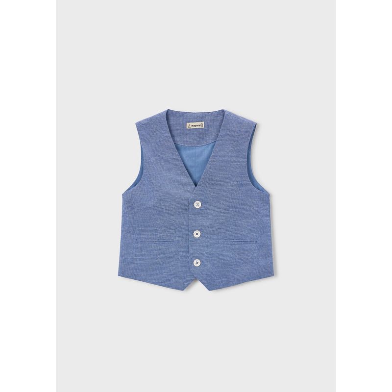INDIGO BLUE VEST IMITATION POCKETS 3 BUTTONS / 3379-027