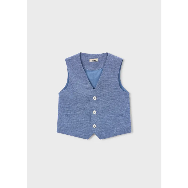 INDIGO BLUE VEST IMITATION POCKETS 3 BUTTONS / 3379-027