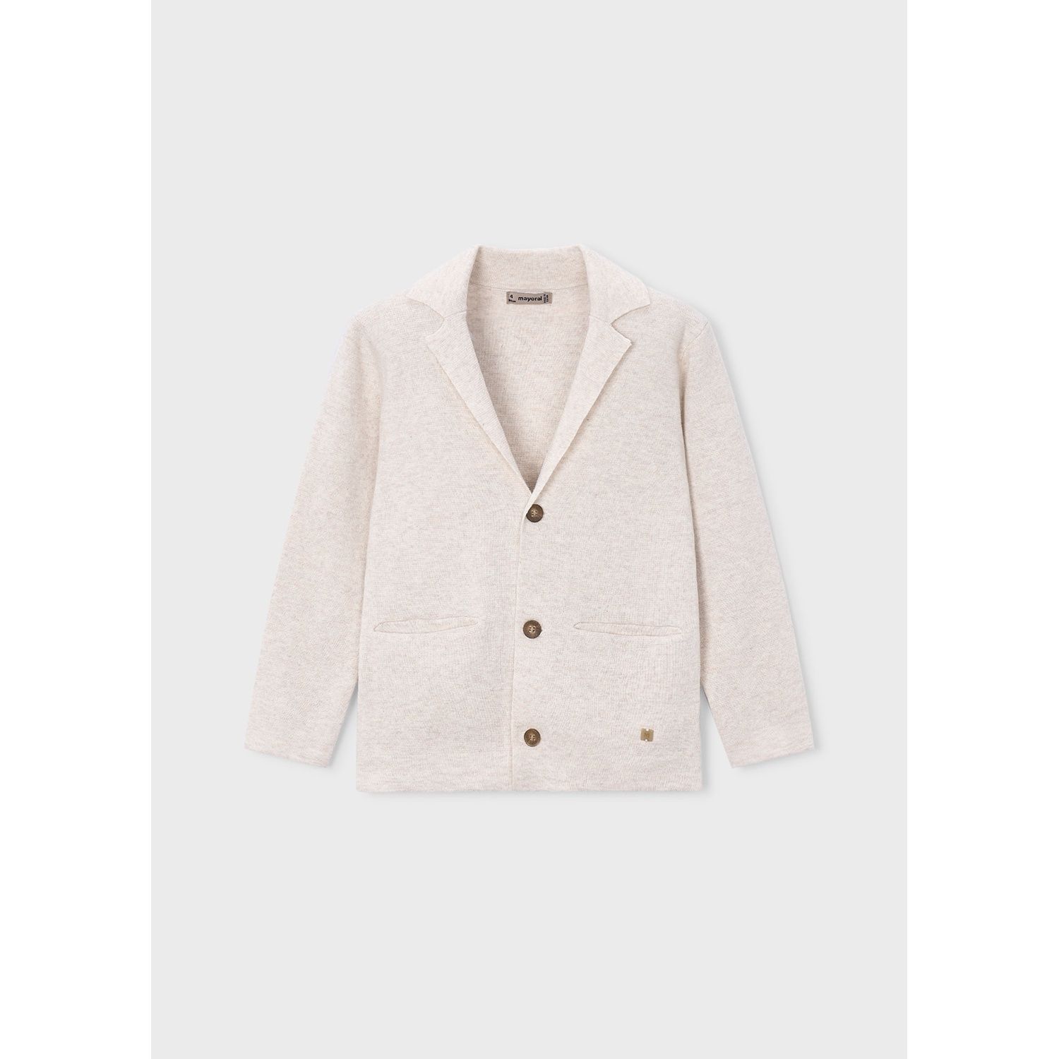 BEIGE KNIT JACKET SHAWL COLLAR / 3436-072
