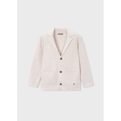 BEIGE KNIT JACKET SHAWL COLLAR / 3436-072