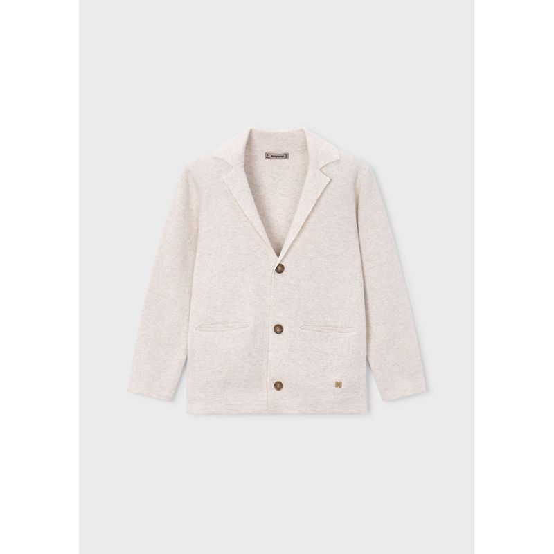 BEIGE KNIT JACKET SHAWL COLLAR / 3436-072