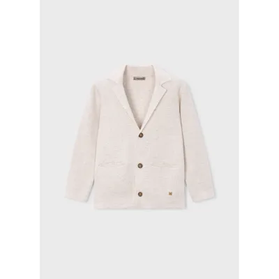BEIGE KNIT JACKET SHAWL COLLAR / 3436-072
