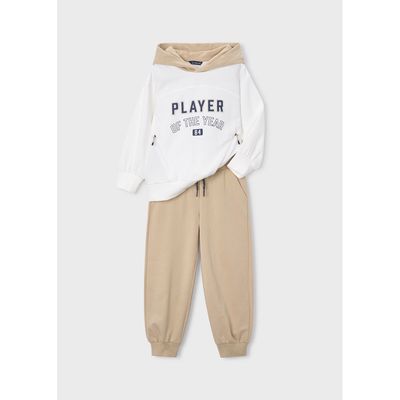 2PC CREAM & TAN TRACKSUIT HOODED PLAYER OF THE YEAR / 3885-078