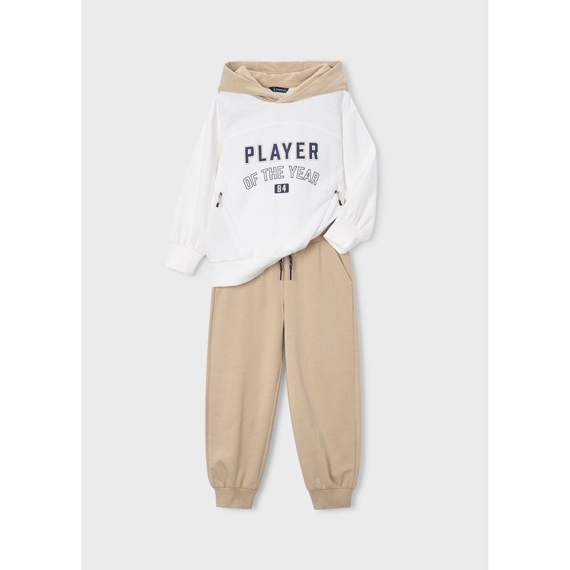 2PC CREAM & TAN TRACKSUIT HOODED PLAYER OF THE YEAR / 3885-078