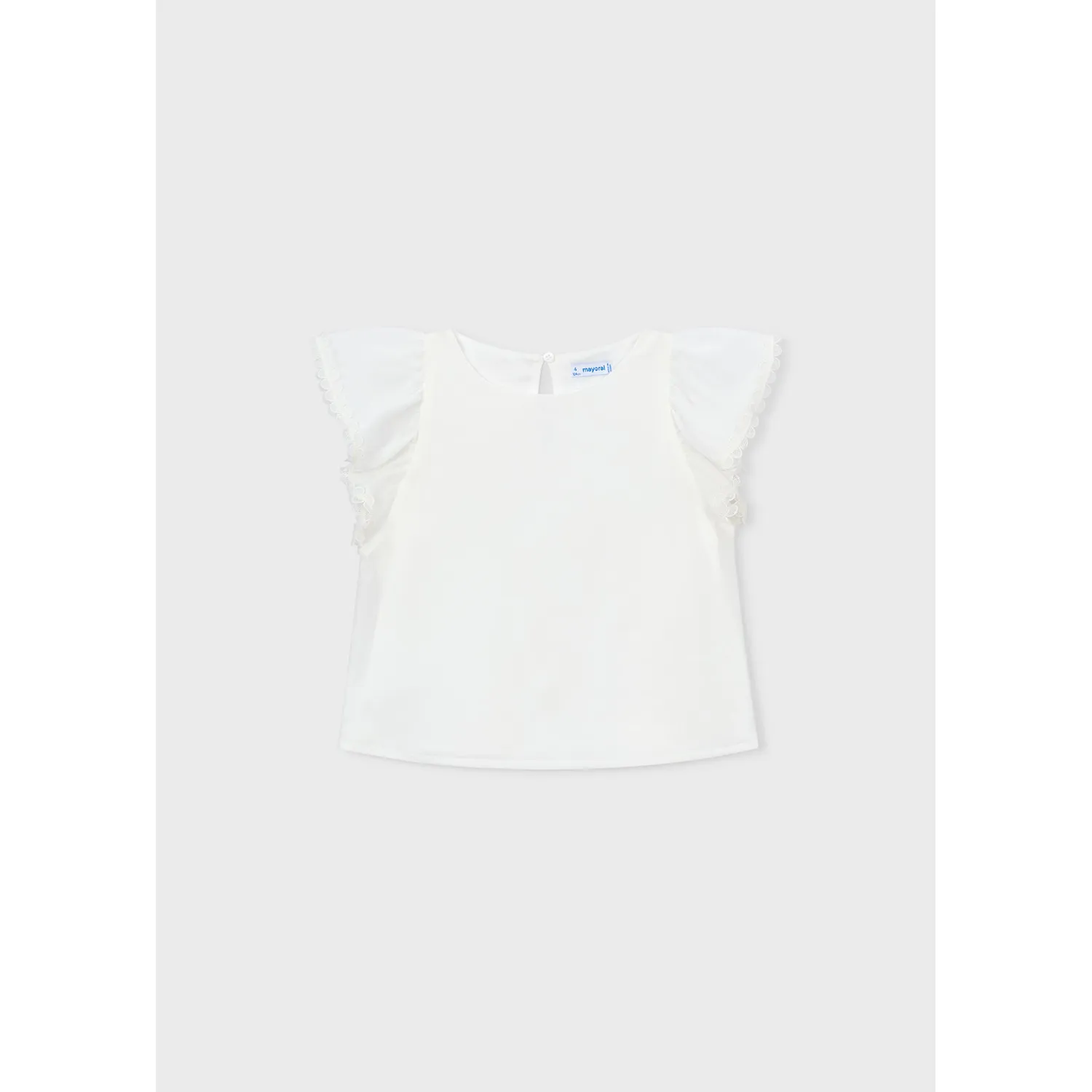 OFF WHITE GAUZE BLOUSE WITH LACE TRIM / 3195-042 OFF WHITE GAUZE BLOUSE WITH LACE TRIM / 3195-042