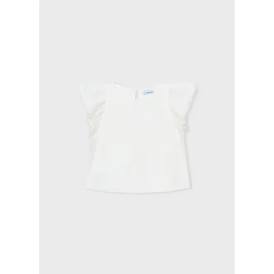 OFF WHITE GAUZE BLOUSE WITH LACE TRIM / 3195-042 OFF WHITE GAUZE BLOUSE WITH LACE TRIM / 3195-042