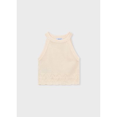 CREAM KNIT TOP-SLEEVELESS / 3027-044