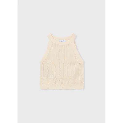 CREAM KNIT TOP-SLEEVELESS / 3027-044