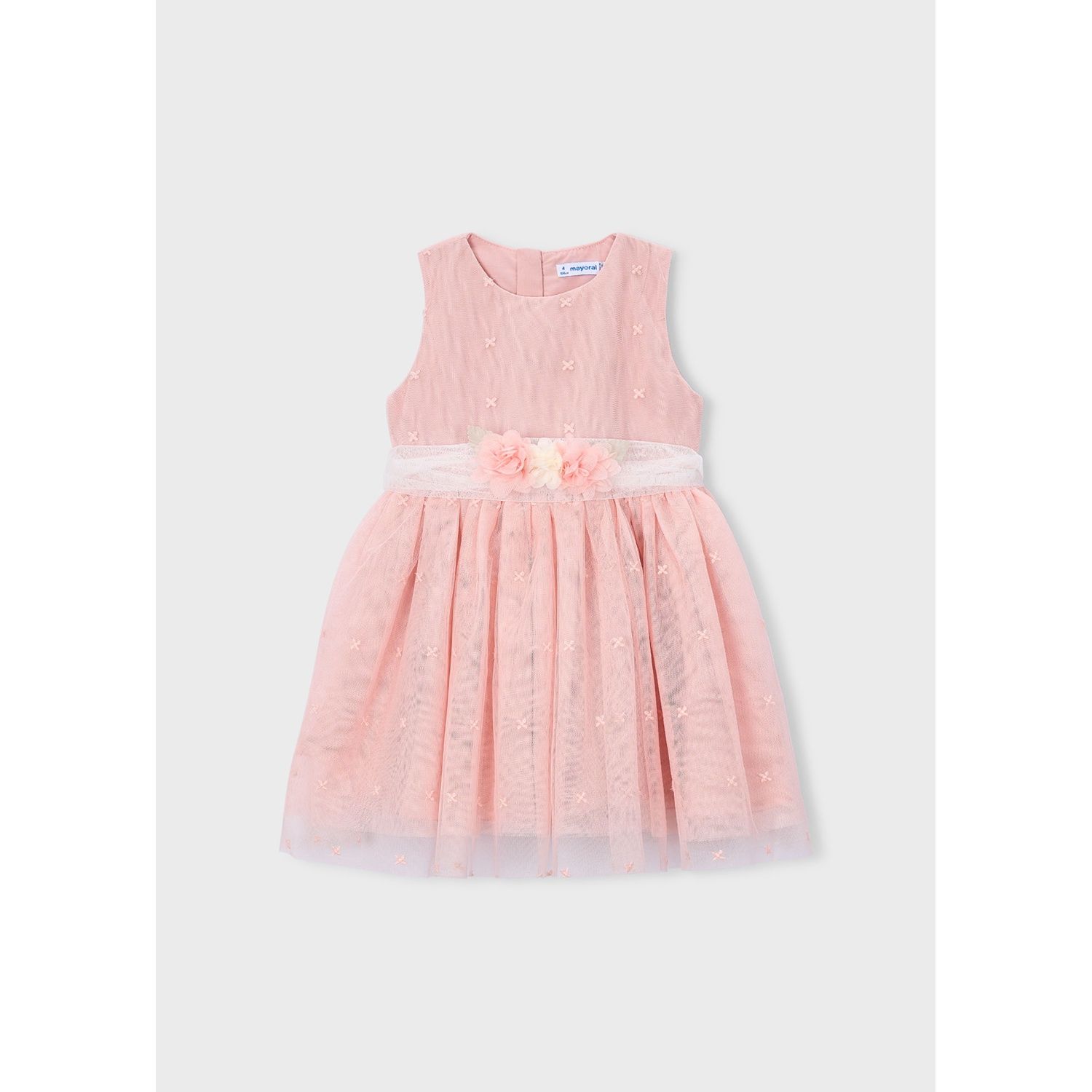 PINK EMBROIDERED TULLE DRESS WHT BLET W/FLOWERS / 3919-043