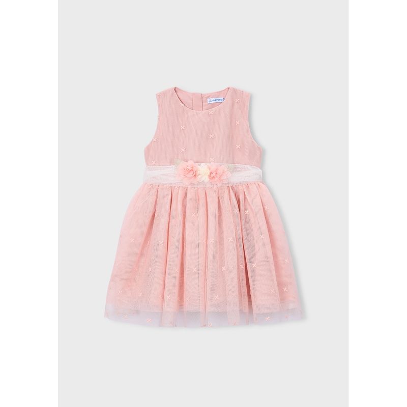 PINK EMBROIDERED TULLE DRESS WHT BLET W/FLOWERS / 3919-043