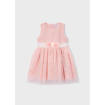 PINK EMBROIDERED TULLE DRESS WHT BLET W/FLOWERS / 3919-043