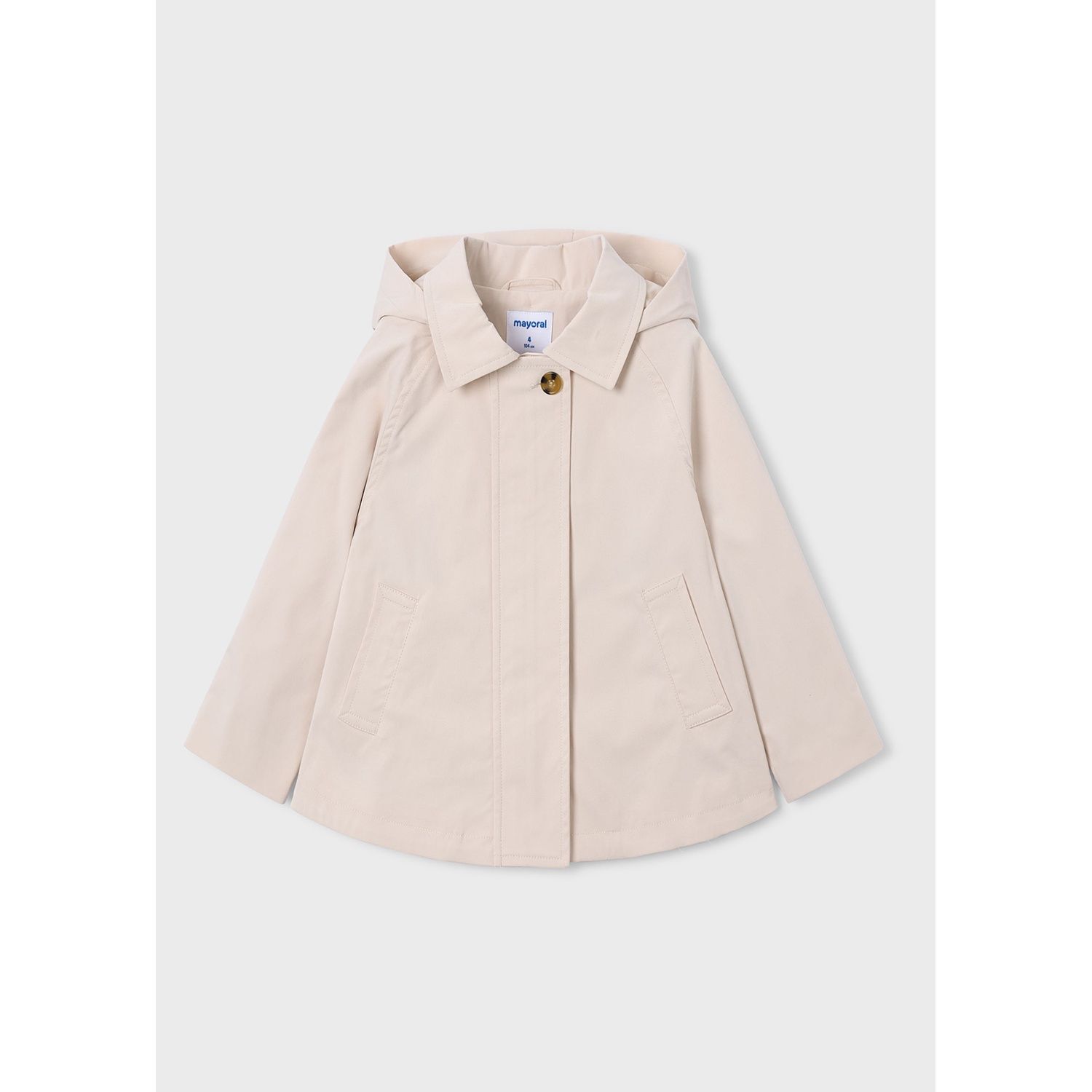 BEIGE WINDBREAKER COAT HOODED / 3458-093