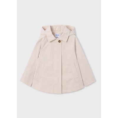 BEIGE WINDBREAKER COAT HOODED / 3458-093