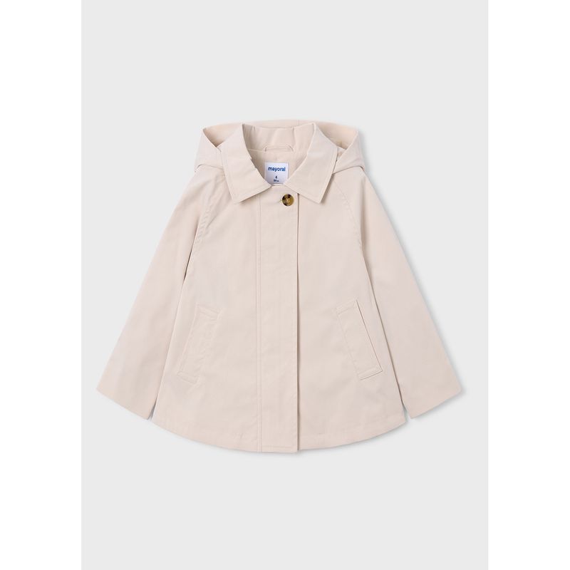 BEIGE WINDBREAKER COAT HOODED / 3458-093