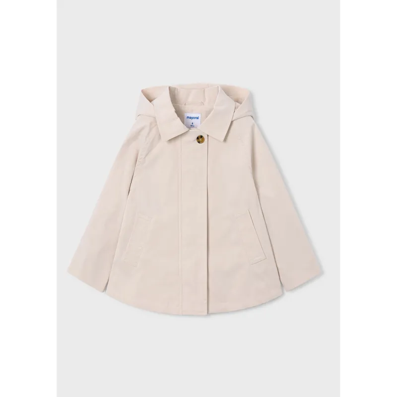 BEIGE WINDBREAKER COAT HOODED / 3458-093