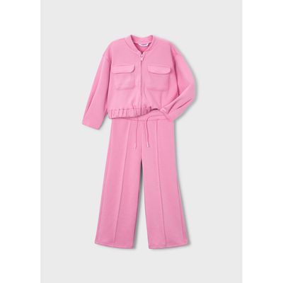 2PC PINK PIQUE TRACKSUIT 2 PCKETS ZIP / 3890-045