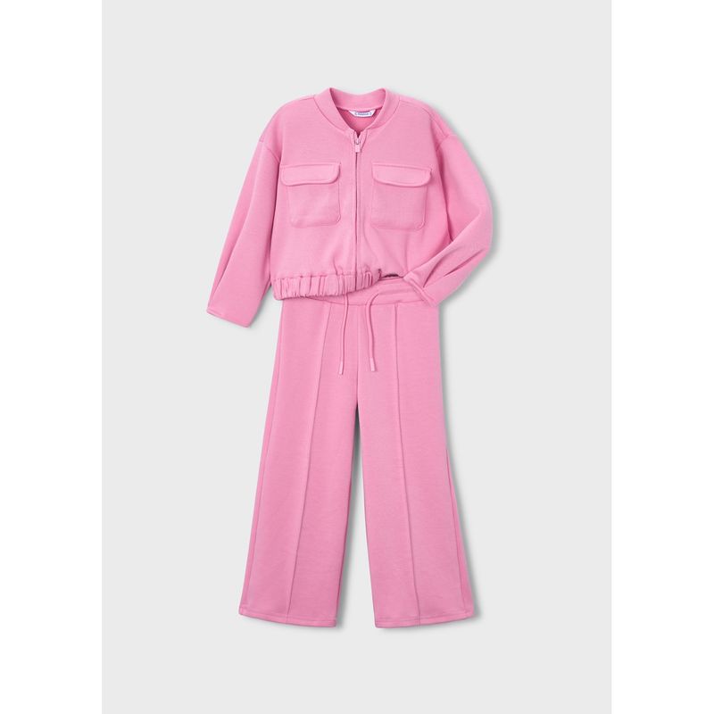 2PC PINK PIQUE TRACKSUIT 2 PCKETS ZIP / 3890-045