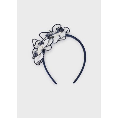 NAVY HEADBAND WHITE/NAVY FLOWER TRIM / 10199-090