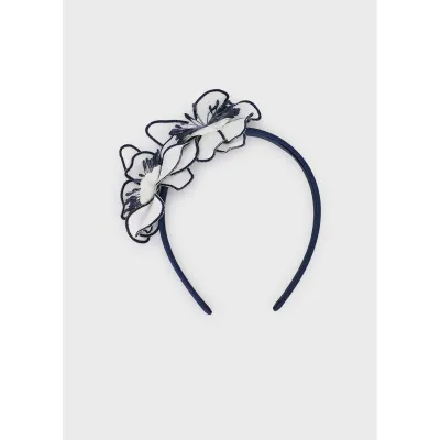 NAVY HEADBAND WHITE/NAVY FLOWER TRIM / 10199-090