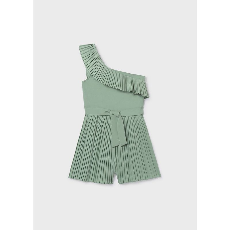 SAGE GREEN SHORT JUMPSUIT PLEATED / 6870-039