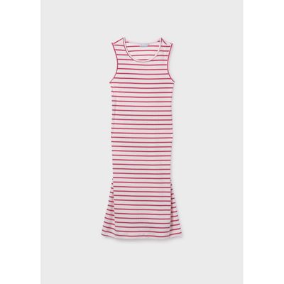WHITE & RED STRIPED DRESS LONG / 6914-076
