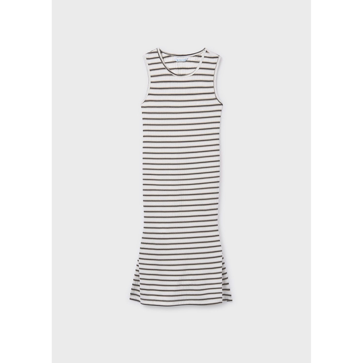 CREAM & BLACK STRIPE DRESS LONG KNIT / 6914-077