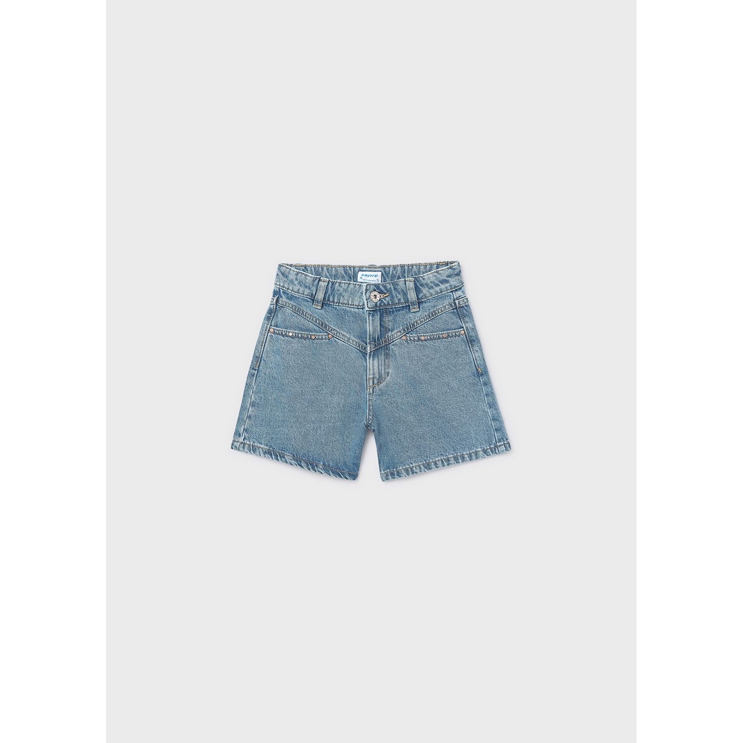 MEDIUM BLUE DENIM SHORT WITH RIVETS / 6202-058